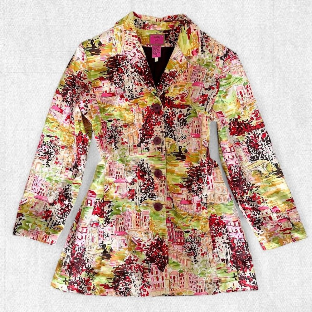 Dandy by Randi M. Womens 8P Scenic Watercolor City Landscape Button Jacket‎